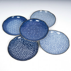 japanese blue patterns round plates set Ø23cm IMAYÔ KOZOME