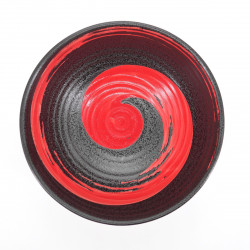 japanese round black red brush bowl SHU ARASHI KUROMIKAGE