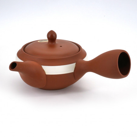 japanese red flower band terracotta teapot 32cl SYUNZYÛ