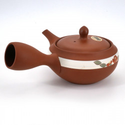 japanese red flower band terracotta teapot 32cl SYUNZYÛ