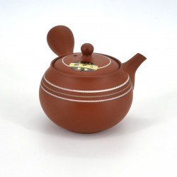 japanese red design white lines terracotta teapot SHUNJÛ