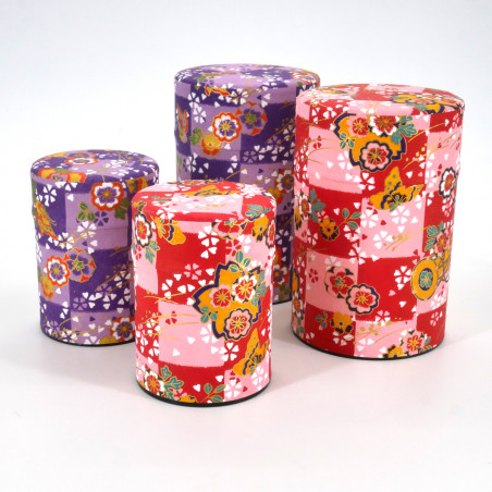 boîte à thé japonaise en papier washi 40g 100g violet rouge au choix