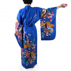 Kimono azul tradicional japonés para mujer., UTAÔJO, poemas y princesas brillantes