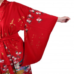 Kimono rouge traditionnel japonais pour femme poèmes brillants et princesses