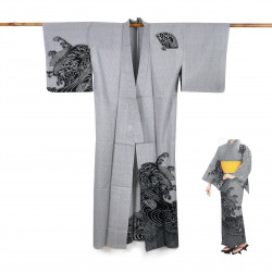 Yukata prestige en coton japonais pour femme NAMIZENSU noir