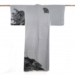 Yukata prestige en coton japonais pour femme NAMIZENSU noir