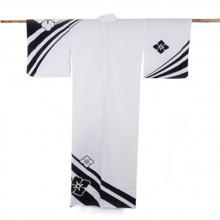 Japanese cotton prestige yukata for women KUROSHIBORI white