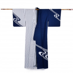 japanischer prestige yukata für frauen, SHIMA, blau