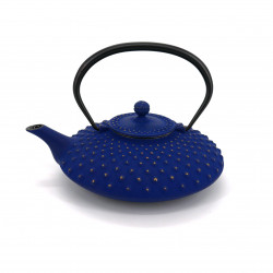 théière japonaise en fonte, IWACHU KAMBIN 0,9lt, bleu/or