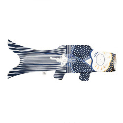 manche à air en forme de carpe koi bleu KOINOBORI KIMONO BOY