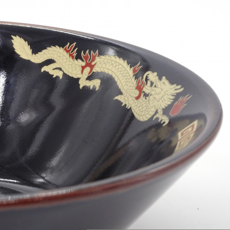 japanese noodle ramen bowl in ceramic Ø19,5cm RYÛ, golden dragon