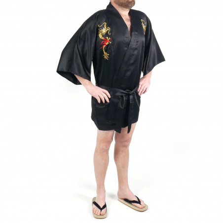 japanischer Herren hanten Kimono - schwarz, RYU, Drache