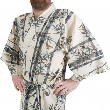 Japanese traditional cotton happi coat kimono TAKE, bamboo, for men