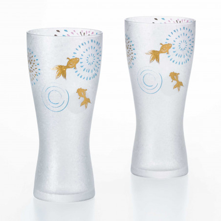 set of 2 japanese beer glasses PREMIUM HANABI