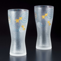 set of 2 japanese beer glasses PREMIUM HANABI