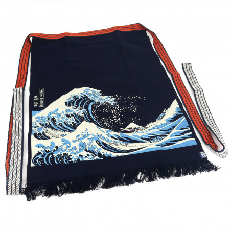 Delantal tradicional de algodón japonés Great Wave, MAEKAKE UKIYOE HOKUSAI