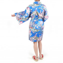 hanten traditionelle japanische blau satin baumwolle kleine prinzessin für frau