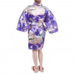 hanten traditional japanese purple kimono in polyester dynasty under the cherry blossom for women