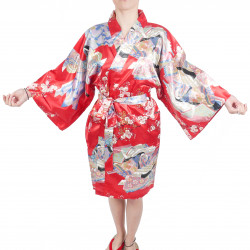 hanten traditioneller japanischer roter Kimono in der Polyester-Dynastie unter den Kirschblüten für Frauen