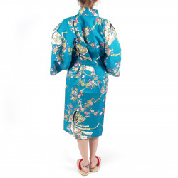 happi kimono japonés tradicional princesa cereza de algodón turquesa para mujer