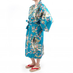 Happi traditioneller japanischer türkisfarbener Baumwollkirschprinzessin-Kimono für Frauen