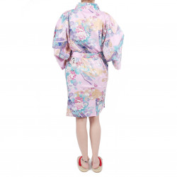 hanten kimono traditionnel japonais rose en coton satiné petite princesse pour femme