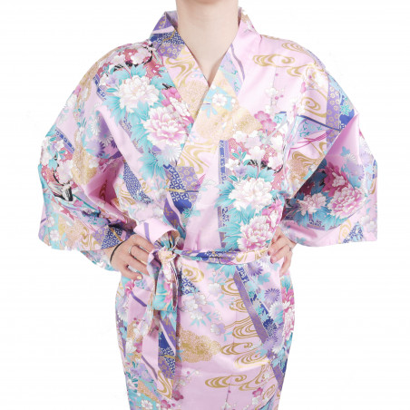 piccola principessa hanten tradizionale kimono giapponese in cotone rosa satinato per donna