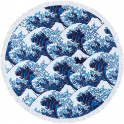 Grande serviette de plage, ROUND BEACH TOWEL KANAGAWAOKI NAMURA, bleu