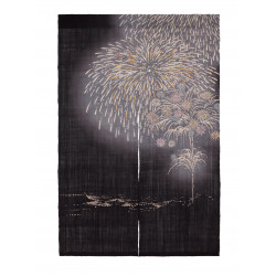 Noren in Hemp, hand painted, HANABI