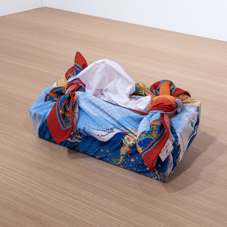 Furoshiki de poliéster japonés, NAMIKOI, azul