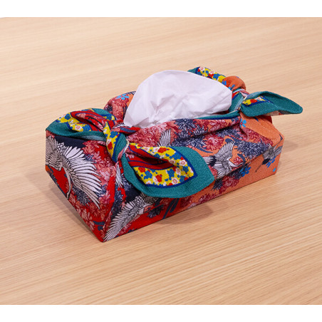 Furoshiki japonais en polyester, HANATSURU, orange