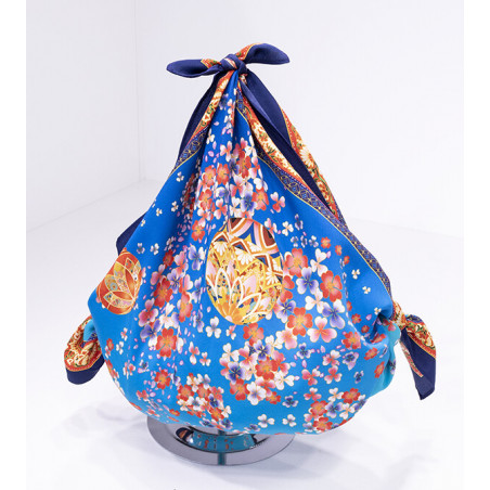 Furoshiki de poliéster japonés, TEMARI, azul