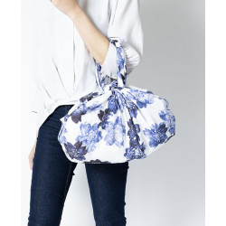 Furoshiki japonais en coton, INDIGO SAKURA, fleur de cerisier