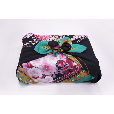 Furoshiki japonais en polyester, HIYASHINSU, noir