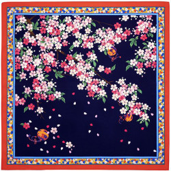 Furoshiki de poliéster japonés, SAKURATEMARI, azul