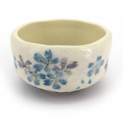 Cuenco de té japonés para ceremonia, SAKURA, azul