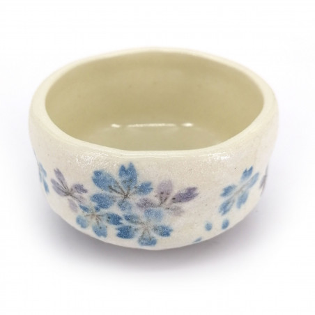 Japanese tea bowl for ceremony, SAKURA, blue