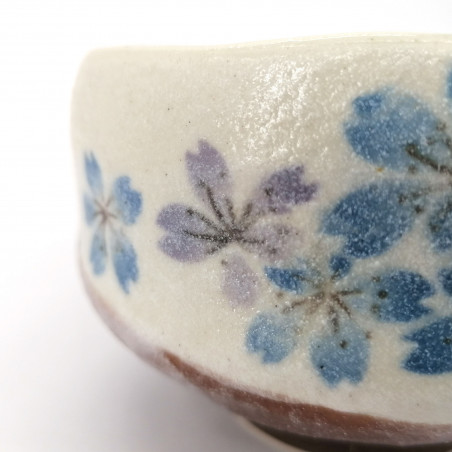 Japanese tea bowl for ceremony, SAKURA, blue