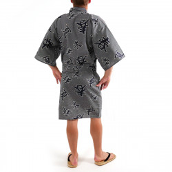 japanischer herren blauer happi kimono, SHIKI, Kanji vier Jahreszeiten