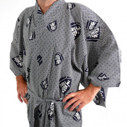 japanischer herren blau-grauer yukata – Kimono, SHÔGI, Kanji-Königshogi