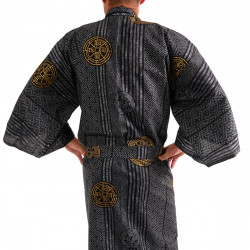 japanischer herren schwarzer Yukata – Kimono, KOIN, alte Stücke