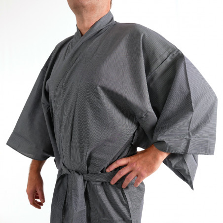 giapponese yukata kimono di cotone grigio-blu, 976Y, zero