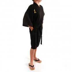 japanischer Herren happi Kimono - schwarz, KAMIKAZE, Kanji goldene Kamikaze