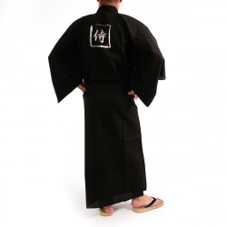 japanischer Herren yukata Kimono - schwarz, SAMURAI, kanji