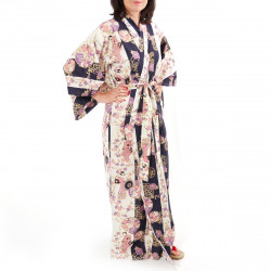 kimono giapponese yukata in cotone blu, GEISHA, blu