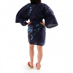 kimono di cotone giapponese hanten, TORIUME, fiori di uccello e prugna