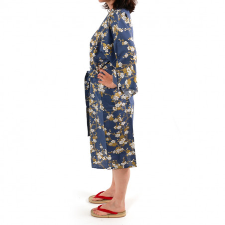 kimono giapponese felice cotone giapponese, SHIRAUME, fiori di prugna bianca