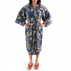 kimono giapponese felice cotone giapponese, SHIRAUME, fiori di prugna bianca