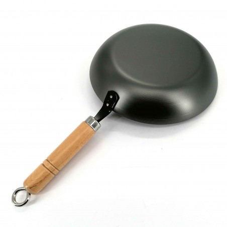 Steel wok with wooden handle 33 cm