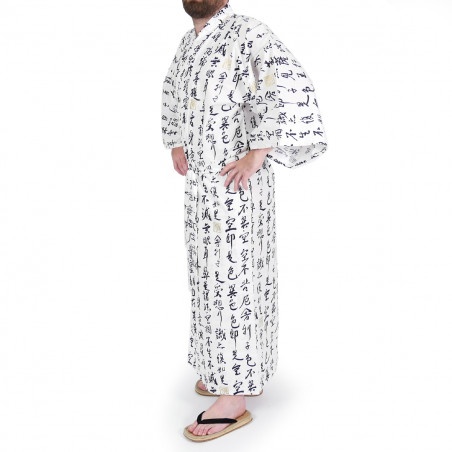 Kimono de algodón blanco japonés yukata, HANNYA, sutra